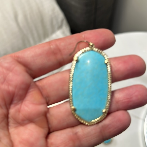 Kendra Scott gold & turquoise earrings. - Picture 2 of 4